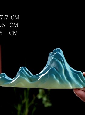 陶瓷千里江山青绿假山家居水景摆件鱼缸造景O禅意新中式茶桌室装