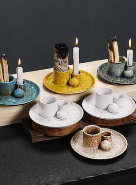 陶瓷香炉烛台秘鲁圣木燃烧支架palo santo holder鼠尾草托盘