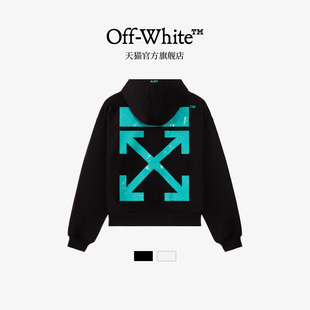 男女同款 套头连帽卫衣波纹箭头印花宽松重磅连帽衫 white新款 off