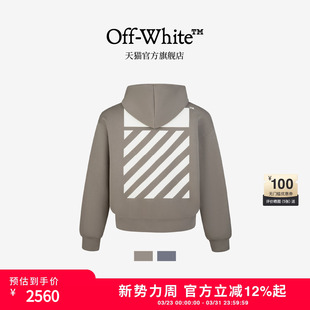 连帽拉链卫衣休闲潮流斜纹图案装 新款 饰外搭 WHITE™情侣装 OFF