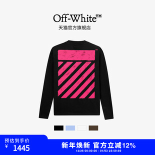 纯棉宽松重磅圆领上衣男女同款 t恤新款 white后背印花logo长袖 off