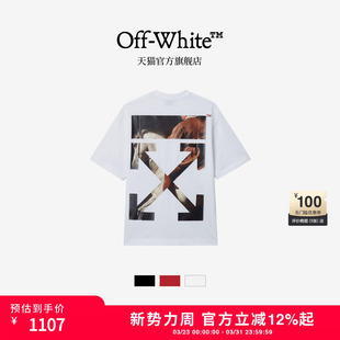 圆领短袖 T恤时尚 新年款 OFF 饰半袖 新款 油画图案装 WHITE™情侣装
