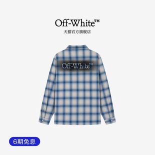 OFF-WHITE™情侣装复古格子长袖衬衫男女字母logo装饰宽松衬衣