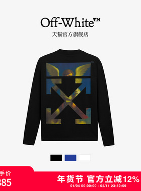 off-white长袖t恤新款纯棉宽松重磅天使印花套头圆领上衣男女同款