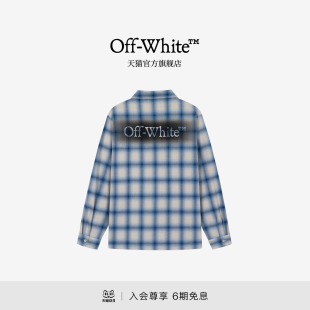 OFF-WHITE™情侣装复古格子长袖衬衫男女字母logo装饰宽松衬衣