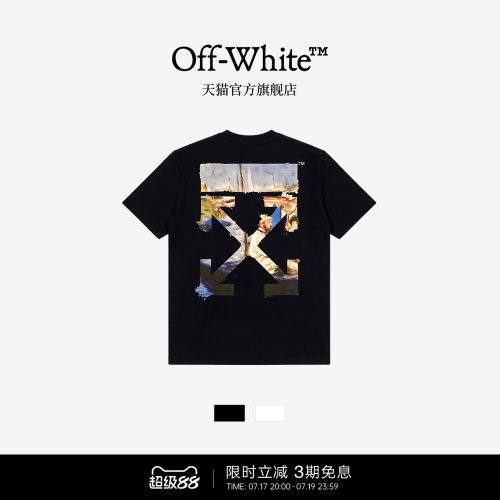 OFF-WHITE™情侣装新款圆领短袖T恤时尚有型双箭头图案装饰半袖