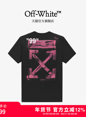 off-white新款圆领短袖T恤晕染logo设计纯棉宽松短袖上衣男女同款