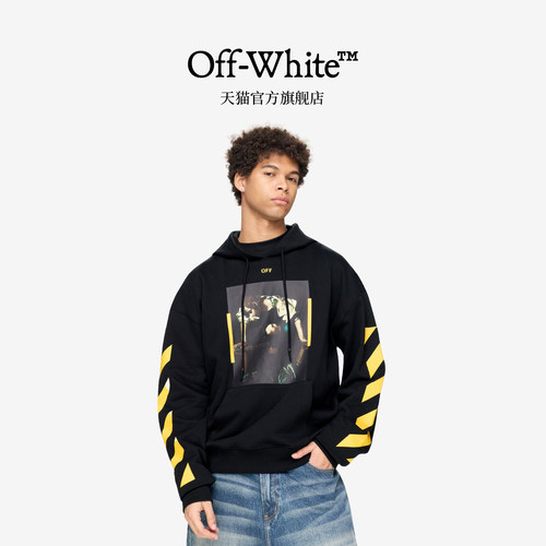OFF-WHITE™情侣装新款连帽卫衣潮流动感油画图案装饰连帽衫