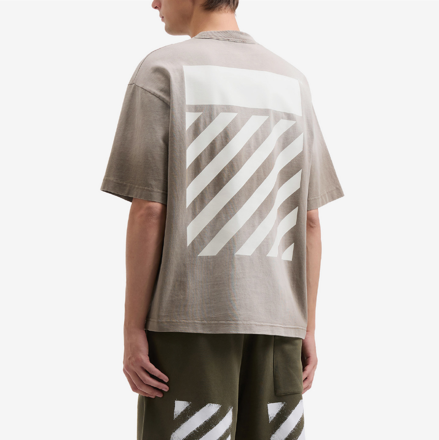 OFF-WHITE™情侣装新款磨白做旧水洗短袖T恤潮酷街头圆领半袖