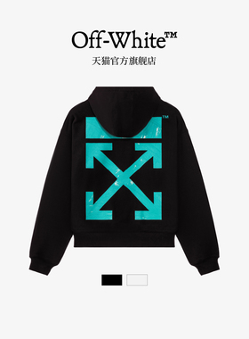 off-white新款套头连帽卫衣波纹箭头印花宽松重磅连帽衫男女同款