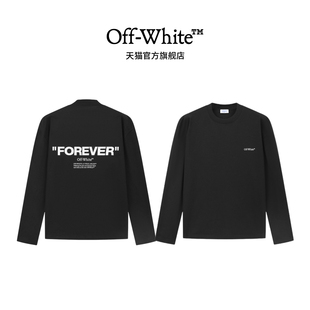 长袖 off 纯棉宽松重磅男女同款 印花新款 123 white圆领t恤后背个性
