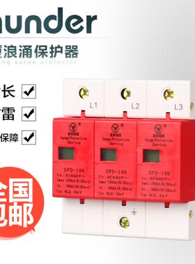 中厦浪涌家用防雷击避雷器开关电涌泳保护器SPD100KA3P3极380vB级