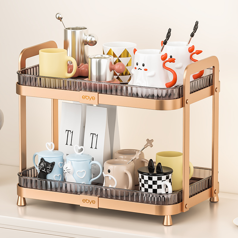 杯子收纳置物架客厅太空铝杯架桌面高H级感轻奢厨房沥水架咖啡托