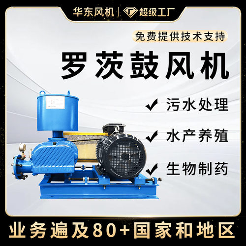 三叶罗茨风机250口径90kW工业污水曝气反冲洗风机负压罗茨真空泵