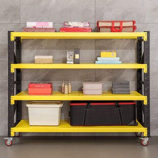 银轮理货多功能金属带仓库铁架可移动货架置物架家用展示仓储祥物