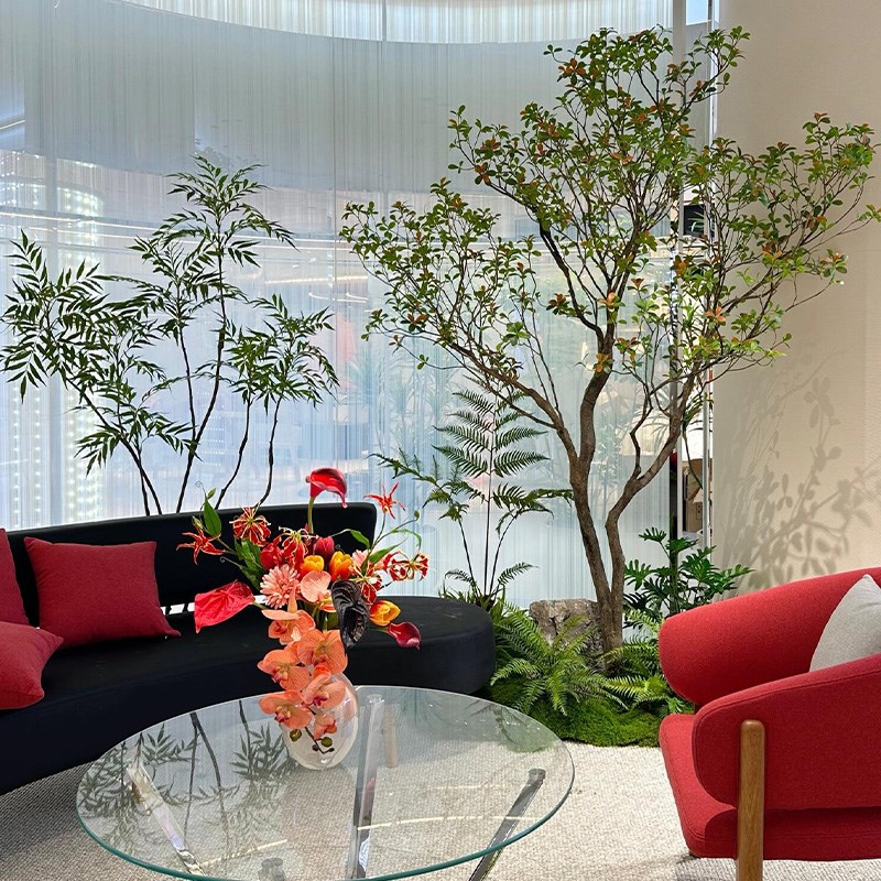 模拟岛春花树天i景窗室内绿色植物办公室装饰景观装饰植物景观人