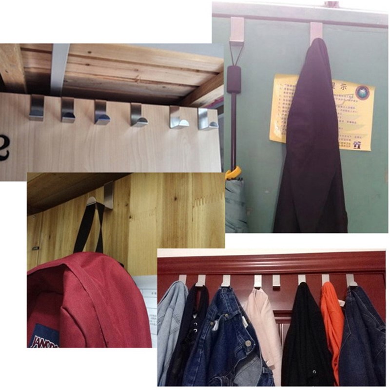 加厚实心不锈钢门后挂衣钩u毛巾办公隔板木柜门双头免打孔时尚创