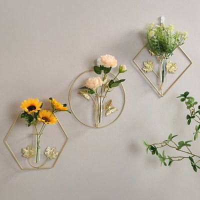 北欧铁艺墙面壁挂花挂件创意客厅墙壁装饰品免打孔墙上植物挂饰