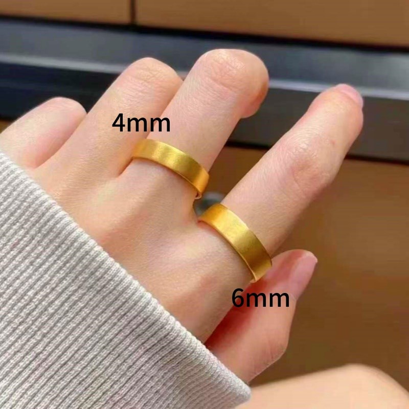 古法金包银平面素圈戒指s女平底指环时尚情侣对戒尾戒食指戒婚戒
