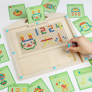 磁性拼豆数字拼图玩具幼儿童运笔吸铁早教益智力逻辑思维训练游戏