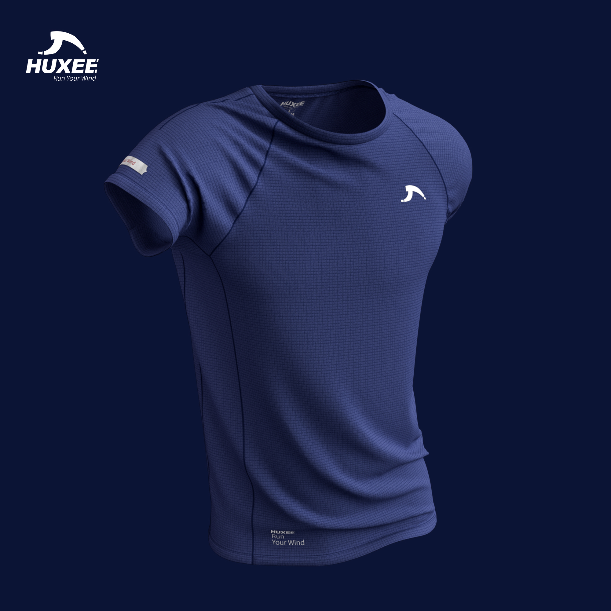 HUXEE虎息跑步短袖轻量速干透气弹力面料马拉松训练适用运动T恤
