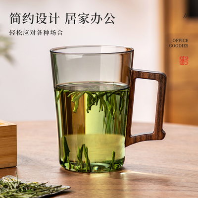 玻璃杯水杯c男士高档家用泡茶杯子大容量加厚防烫带把手绿茶杯