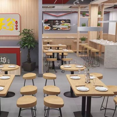 面馆粉店桌椅饭店小吃店商用餐饮家具快餐店餐馆餐饮桌椅组合