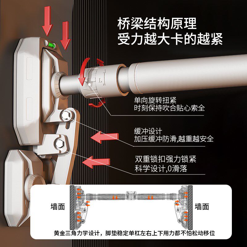 门上单杠引体向上训练器室内家用单杠儿童免打孔S墙体家庭健身器