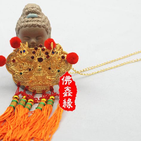 佛鑫缘台版 佛像用佛牌 镀金吊饰佛诞用财神供奉还愿牌金色