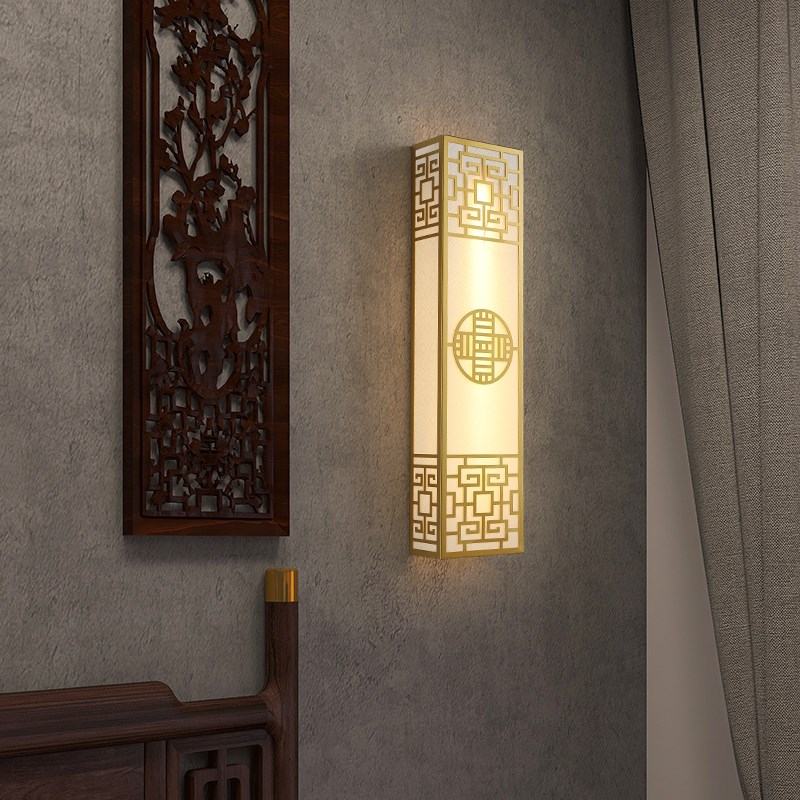 新中式壁灯金色窗k花国风卧室过道走廊别墅禅意酒店古典客厅背景