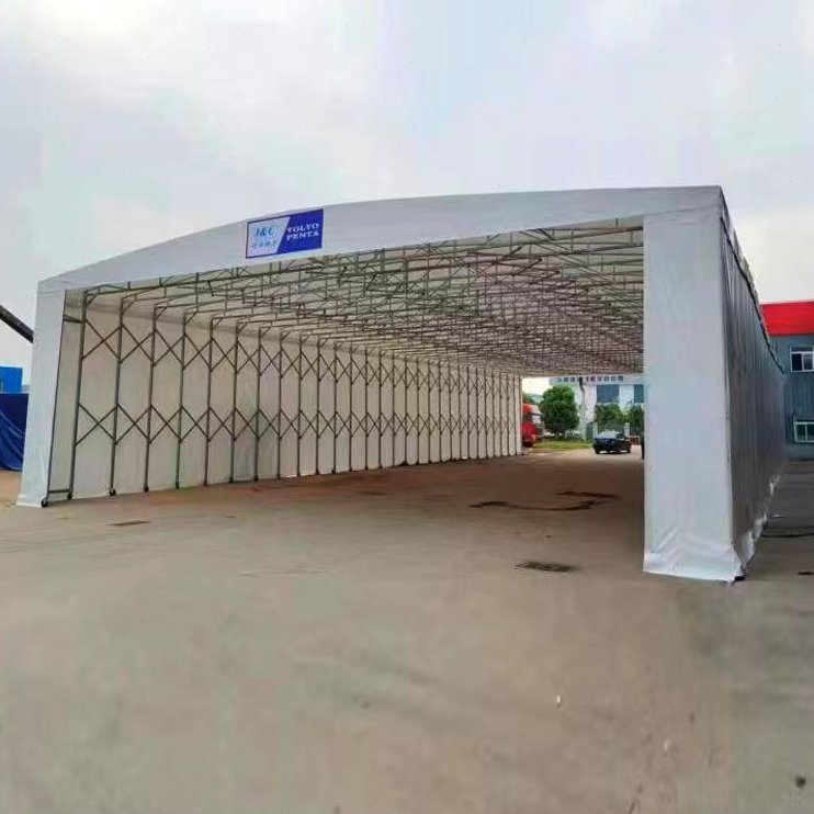 大型移动推拉雨棚电动伸缩活动帐篷户外遮阳折叠排档蓬仓库停车棚