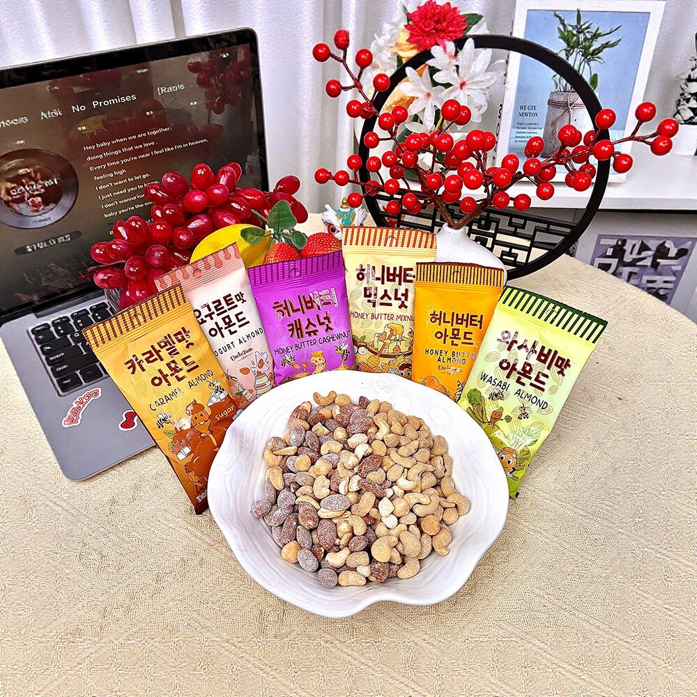 汤姆大叔韩国进口蜂蜜黄油扁桃仁腰果芥末蕉糖酸奶办公室零食