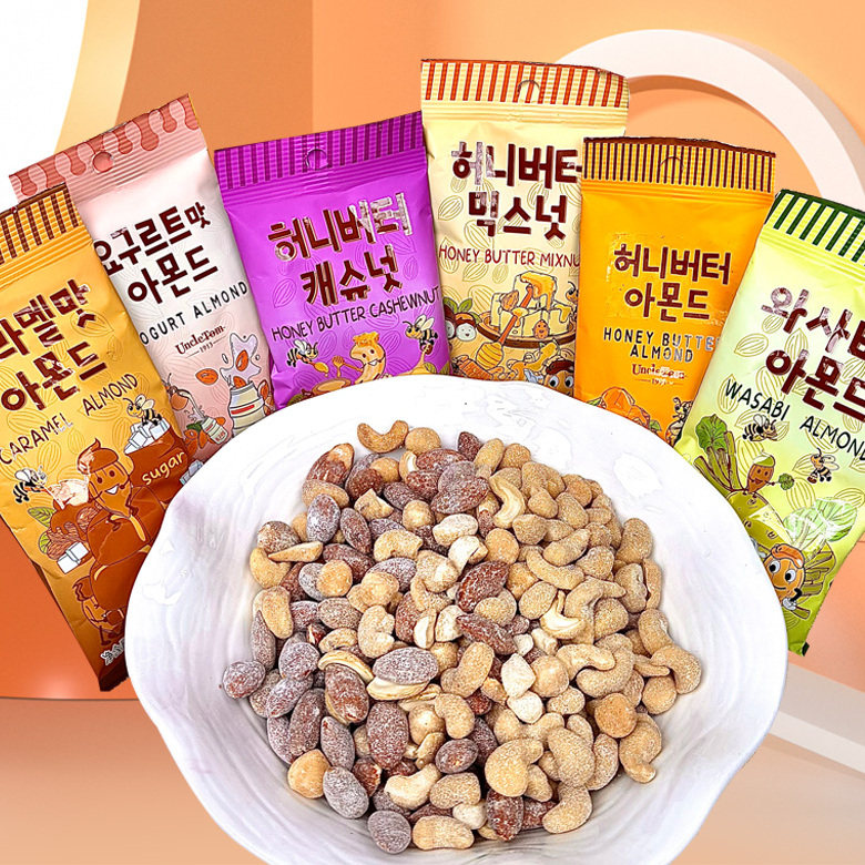 汤姆大叔韩国进口蜂蜜黄油扁桃仁腰果芥末蕉糖酸奶办公室零食