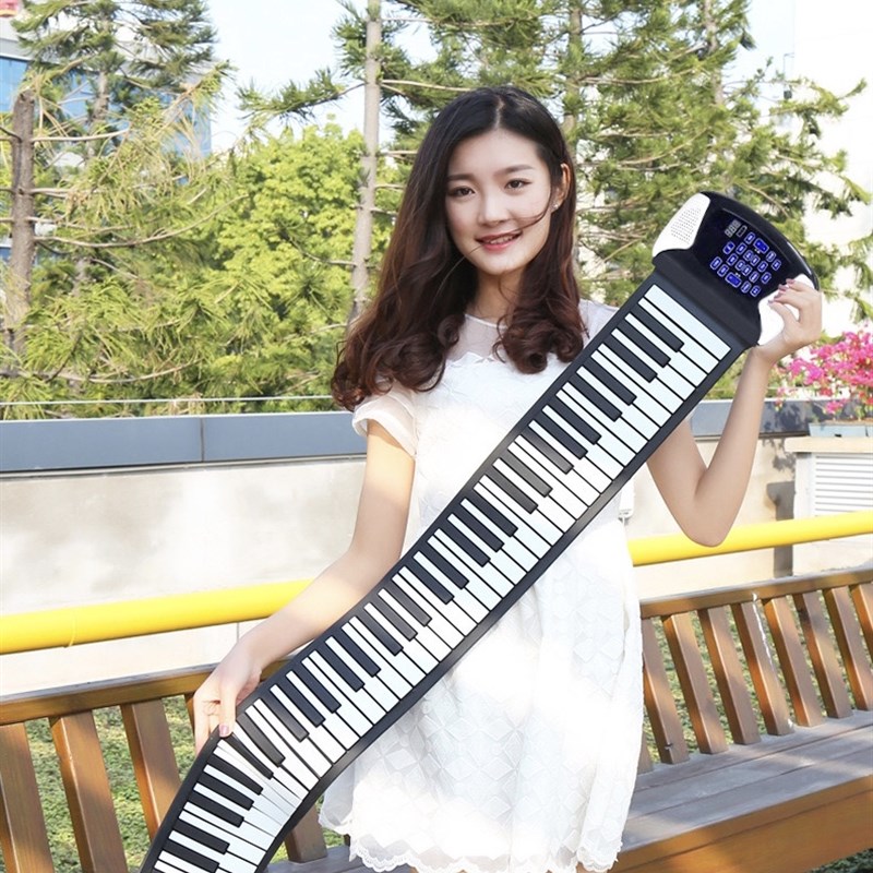手卷钢琴88键加厚版MIDI软键盘折叠模拟成人练习便携式电子琴