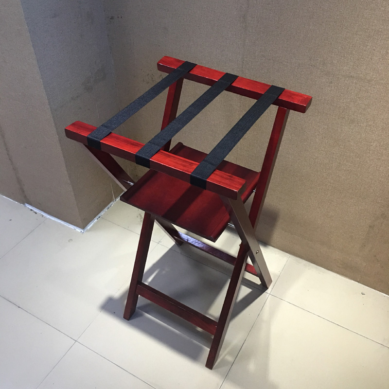 酒店行李架 宾馆客房餐厅餐盘托盘架 实木 折叠收纳架 落地置物架
