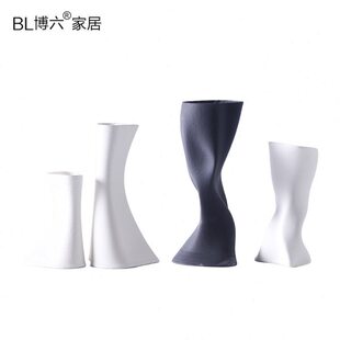 3D打印瓶不规则客厅玄关现代陶瓷插花装 饰花异形极简花器样板间约