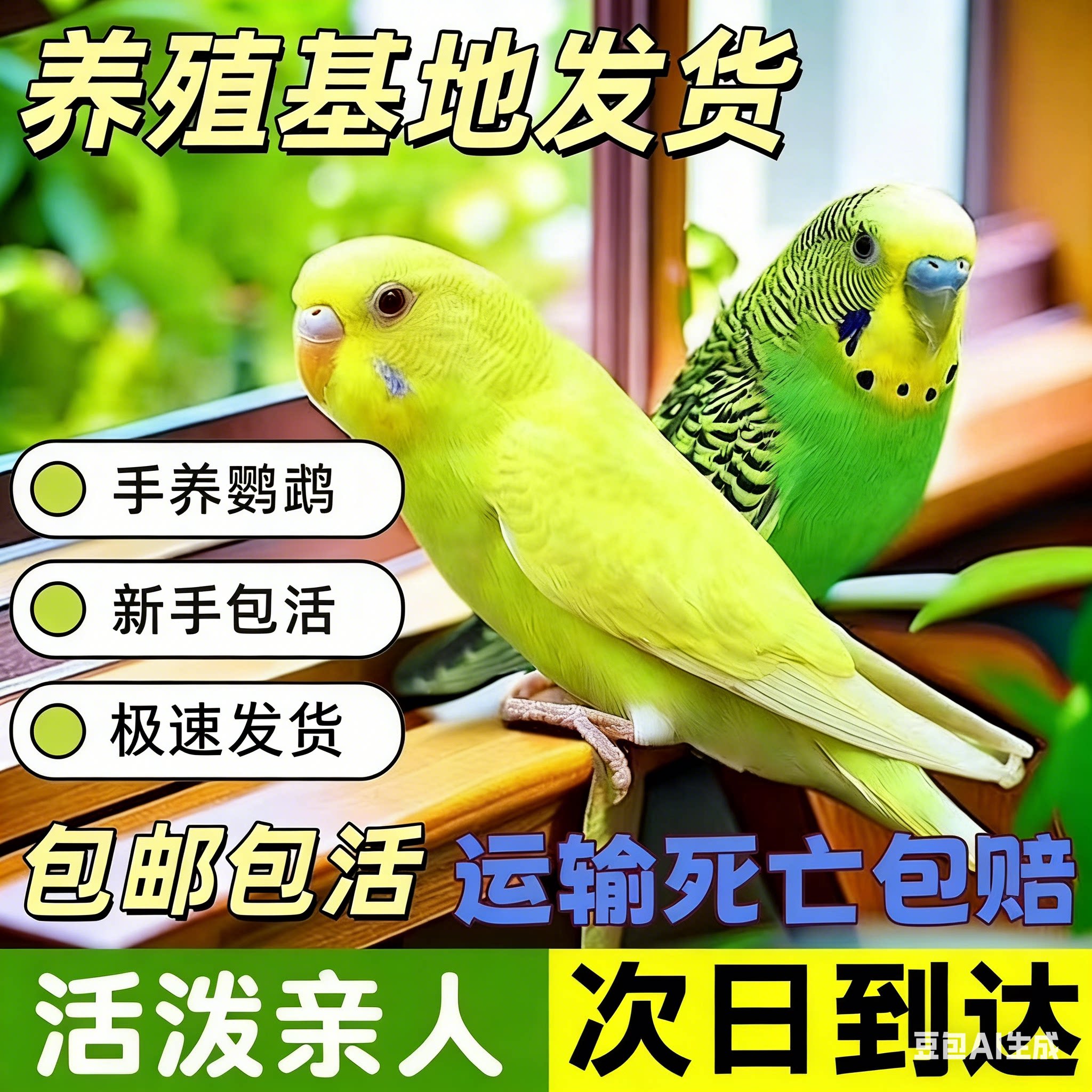 包说话虎皮鹦鹉活鸟宠物活体鸟类家养小鸟手养亲人一对非玄凤牡丹