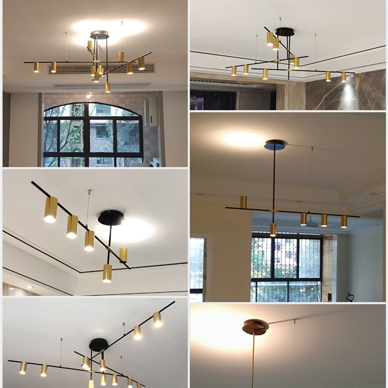 极简餐厅吊灯三头长条q餐桌吧台饭厅灯饰简代网红轻奢北欧全铜灯
