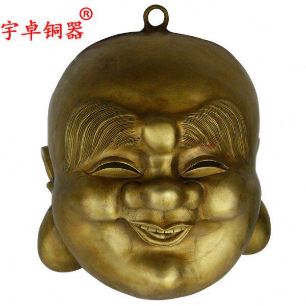 纯铜弥勒佛工艺品摆件宇卓器弥勒佛 笑脸挂件铜黄铜弥勒佛头