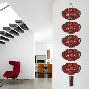 雕刻门墙饰墙壁装饰家居福桃木五鱼挂件木质壁饰临福字吉祥品中式