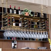 架吊悬挂置物架红酒杯架倒挂酒柜家用酒杯架酒吧台轻奢不锈钢酒架