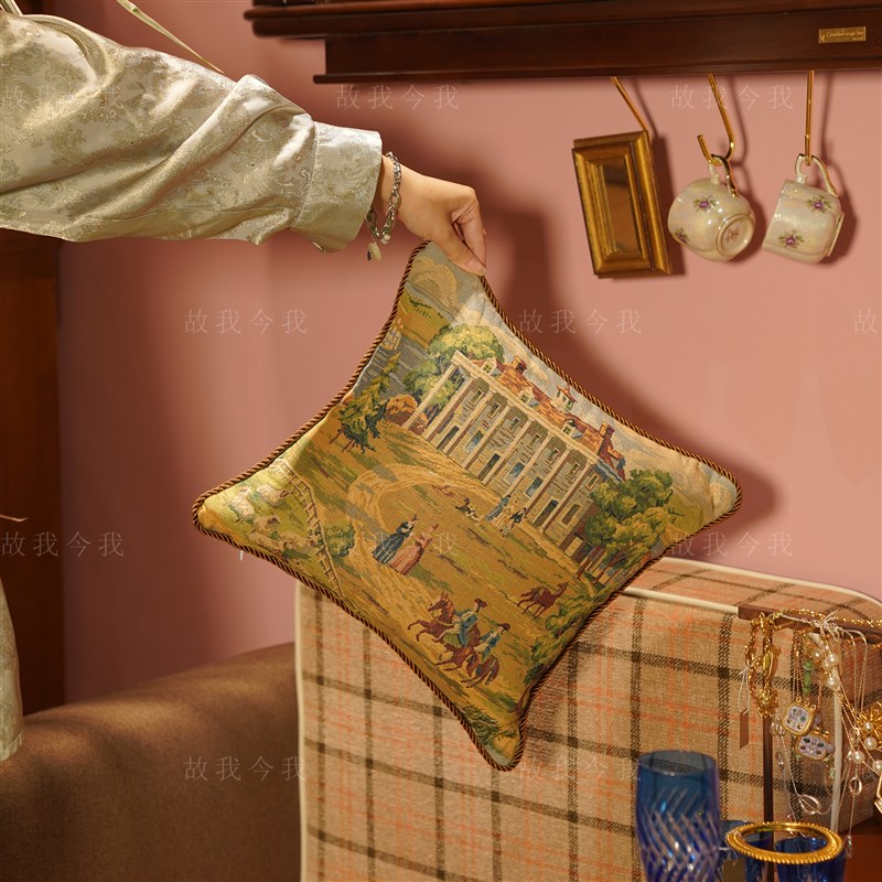 古堡花园 j英伦风复古抱枕手工缝制沙发床头靠垫客厅靠枕卧室