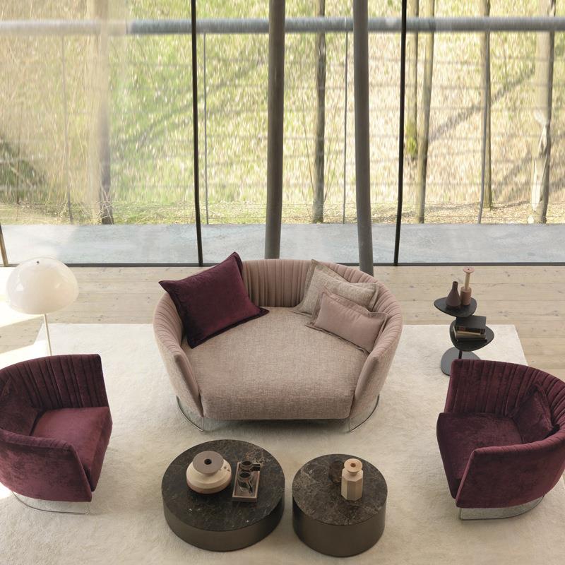 北欧现代弧形沙发椅创意简约异形布艺沙发组合意式轻奢样板间家具