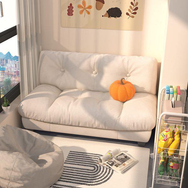 阳台小沙发一米二懒人云朵奶油风单人小型迷你卧室床边小沙发窄版