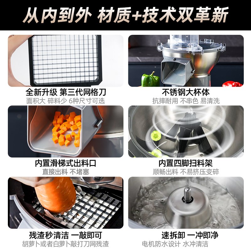 电动切菜机商用萝卜块洋葱粒土豆丝芒果切丁神器食堂多功能切丁机