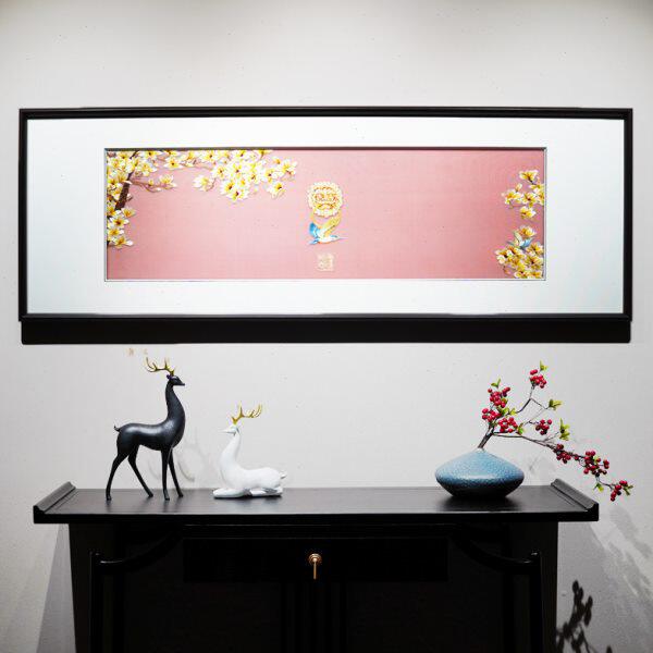 新中式现代装饰画中国风精品手工刺绣带框客厅沙发背景墙成品挂画