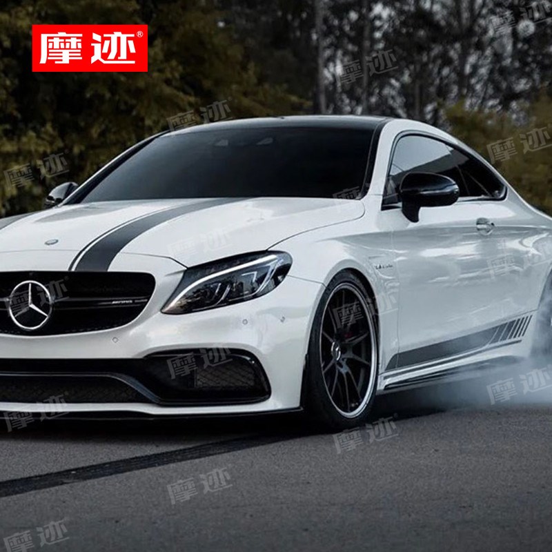 适用新C级改装C63拉花车贴 C260L C200 C43 装饰机盖侧裙贴纸