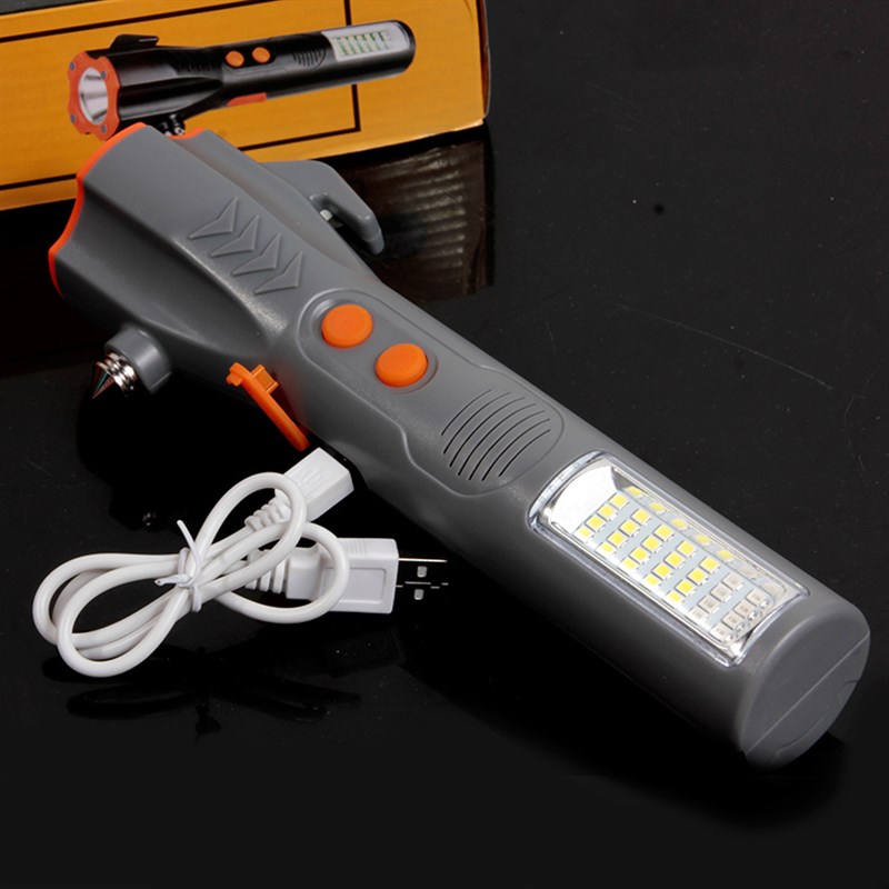 安全锤车用多功能汽车应急逃生可充电强光手电筒LED破窗器报警器