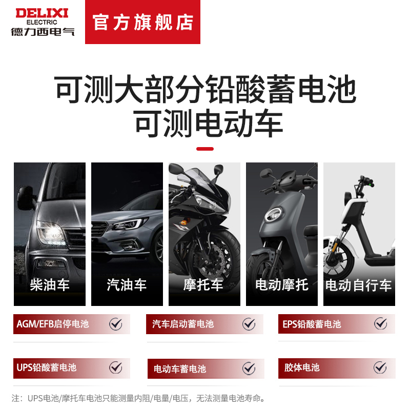 德力西蓄电池检测仪12V24V电动车汽车电瓶性能测试仪寿命容量内阻