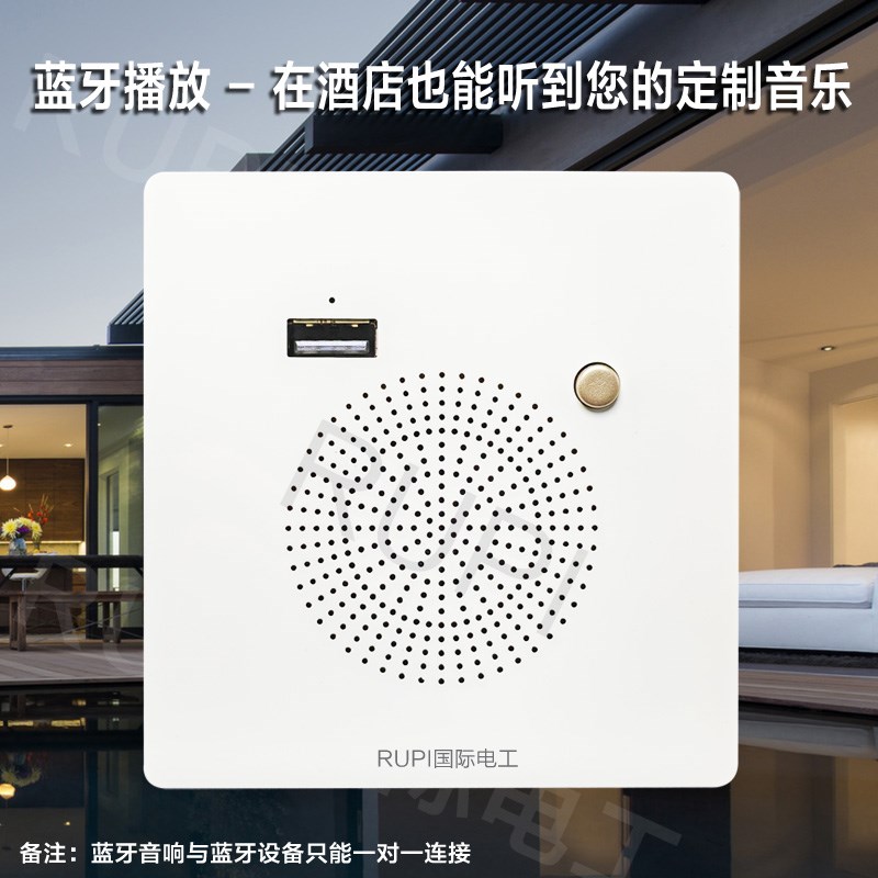 86型蓝牙音响嵌入式墙壁音箱面板智能无线播放器USB充电U盘放歌